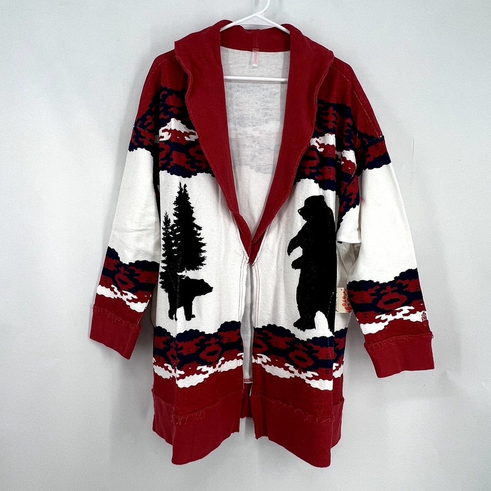 FREE PEOPLE MOVEMENT Size XS Southwestern Bear Print Novelty Towel Robe - Picture 2 of 5